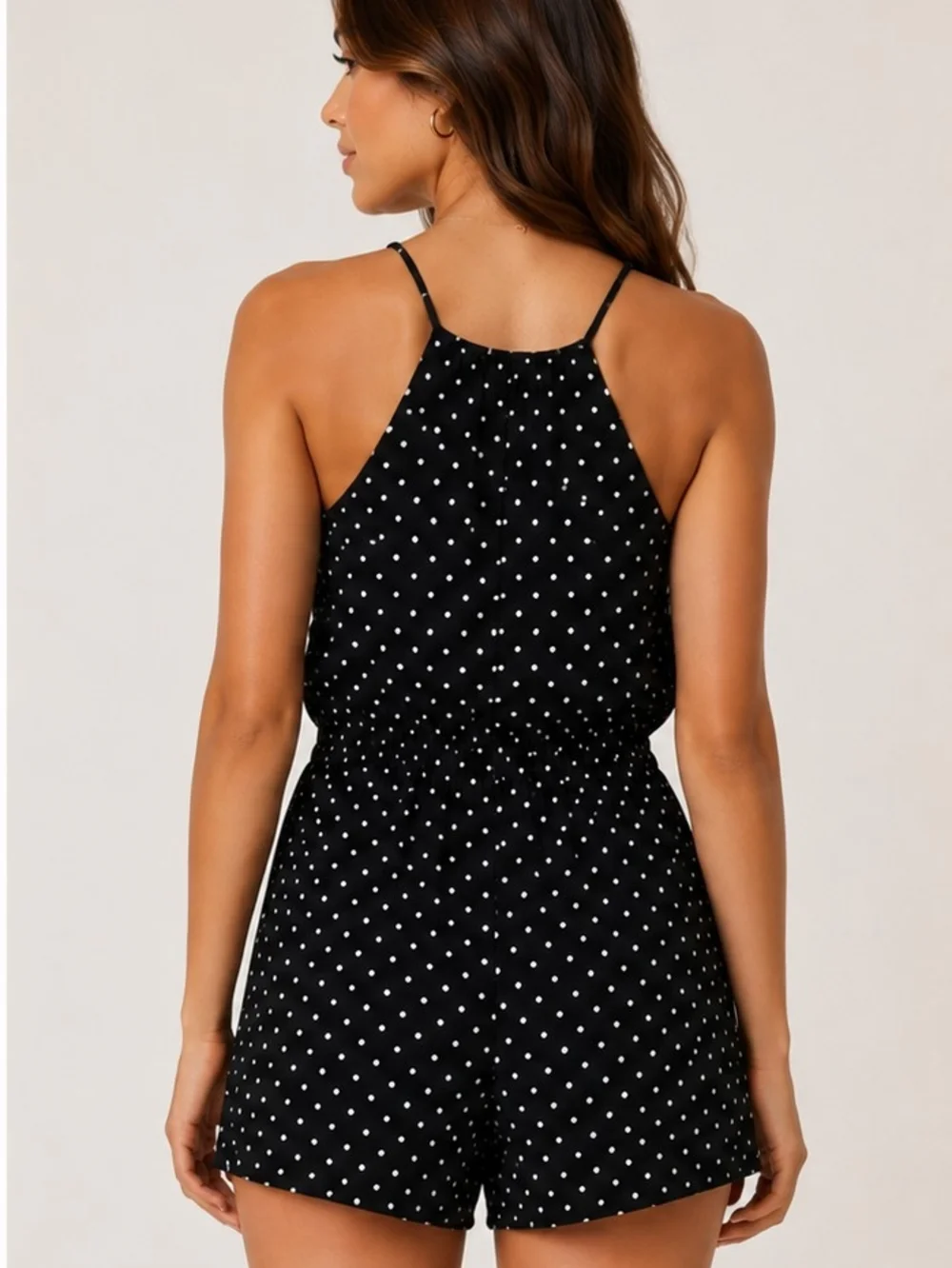 Old Navy Women's Black Polka Dot Halter Shorts Romper Size XS
